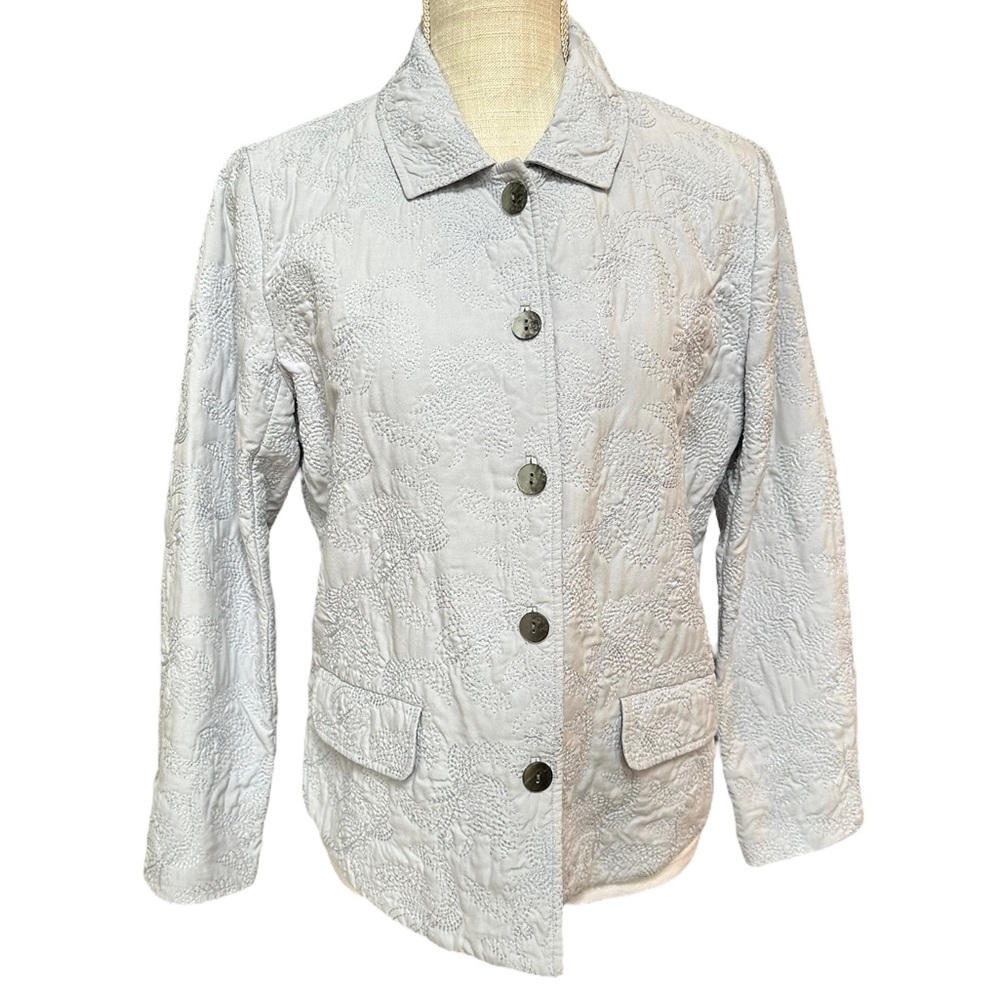 J. Jill Womens Silvers 100% Silk Quilt Button Down Jacket Size‎  Small